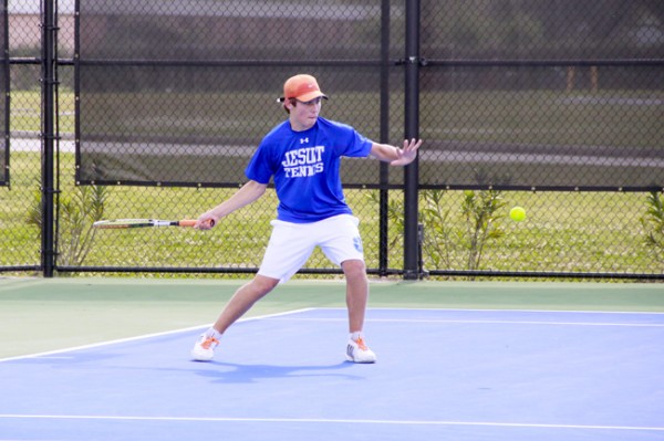 Sophomore Gregory Suhor won in singles, 8-5, on April 9 against Holy Cross.