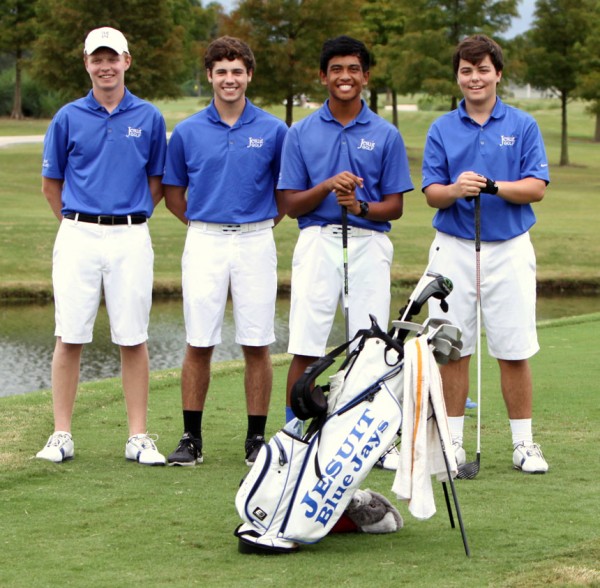 From left, seniors Joe McAloon, Corey Webb, sophomore Carlo Carino, and senior Cole Johnson were among the Blue Jay golfers who competed in an intrasquad match at Lakewood Golf Club on Tuesday, October 1, when St. Augustine called to say they would not be able to field a team.