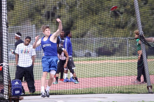 Senior Dominic Engolia competes in the discus throw at the 2014 Allstate Sugar Bowl Track & Field Classic on Saturday, March 22 in City Park.