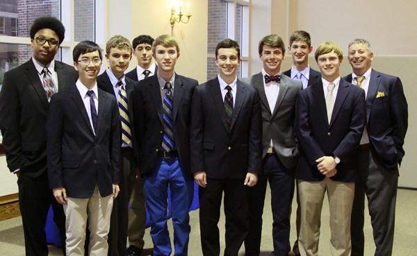 The Société Honoraire De Français inducted nine new members for the 2013-2014 school year. Pictured are (front row, from left) Darren Ruiz, Andrew Vuong, Bailey Graffagnini, Steven Stradley, Zach Gandy, Mason Page, James Laborde, and moderator Patrick Benoit. (Back row, from left) Seth Jacobs and Kyle Richoux.