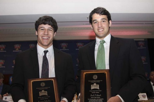 Seniors Jimmy Mickler and Jack Hebert were among 32 student-football players honored by the National Football Foundation at the 2014 Scholar Athlete Awards Luncheon