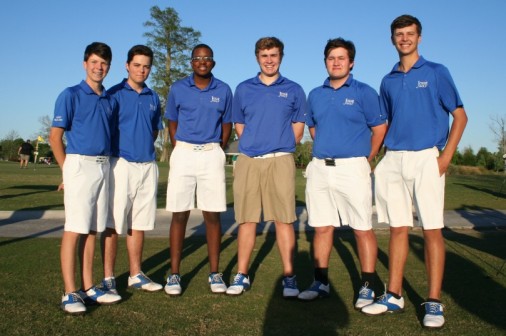 From right, Jesuit golfers Grant Glorioso, Will Dufour, Alex Anderson, C.J. Blagrove, Cole Johnson, and alternate Nolan Lambert finished first at the Division I (Districts 3 & 4) regional tournament at Carter Plantation near Hammond.