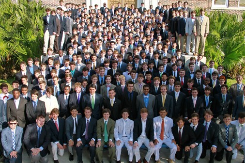 The Class of 2014 elected to have the Senior Photo taken on the front steps facing Carrollton Avenue.