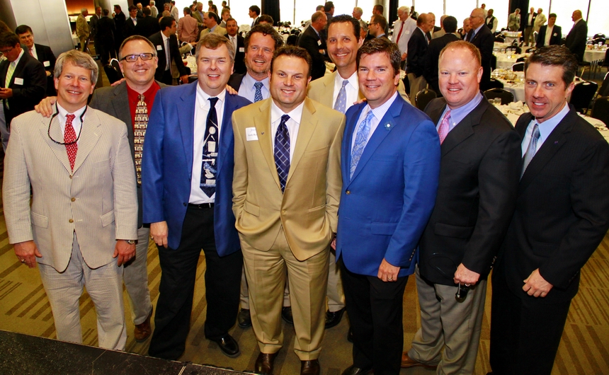 Gordy Rush (front and center) with some of his 1986 classmates, from left: Steve Perrien, Jimmy Huck, Dan Shea, Jim McCormick, Brad Murret, Brian Grenrood, Johnny Fitzpatrick, and Tommy Moran.