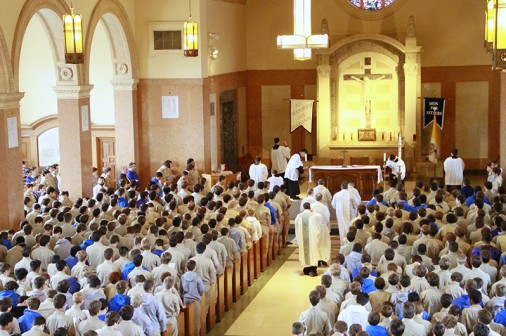 Students, faculty, and staff gathered in the Chapel of the North American Martyrs on the morning of Tuesday, May 13 for the final school community Mass of the 2013 - 2014 academic year.