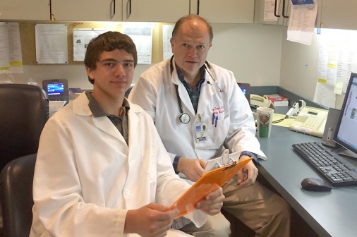 Zach Adams '14 and emergency room physician Dr. Terry Creel participated in the Jesuit Career Shadowing Program. 