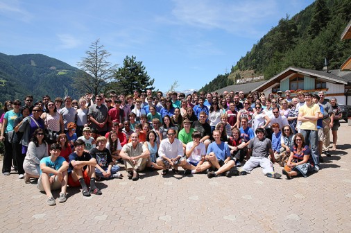Members of the Blue Jay Band and their families pose for a photo near the border between Italy and Austria while on their summer German exchange trip. 