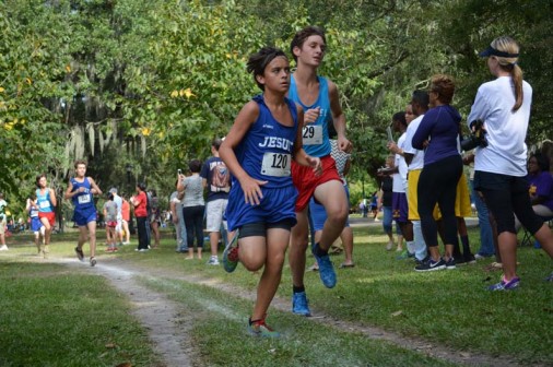 Freshman Jordan Tufts was one of several underclassmen to break the 18-minute barrier in the Newman Invitational.