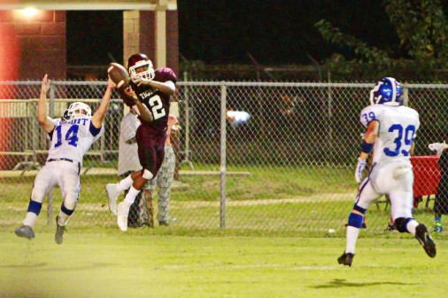 Senior defensive back Justin Helm (14)  makes a great play in the end zone, denying the Tigers a touchdown.