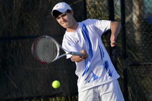 Junior Jonathan Niehaus picked up wins at Line 1 singles and doubles against Country Day on Friday, March 6.