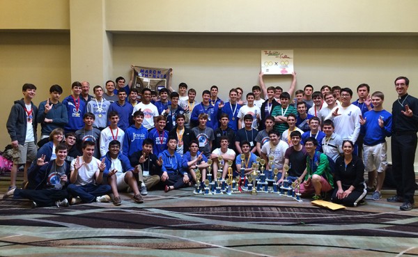 Members of Mu Alpha Theta pose with their trophies at the State Tournament in Baton Rouge.
