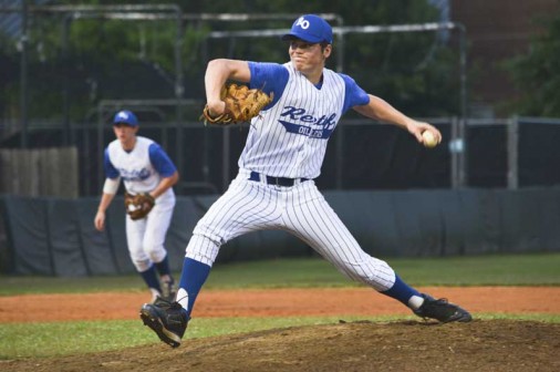 Junior Davis Martin pitched four strong innings on Monday night as Retif Oil defeated Ponstein’s, 9-1.