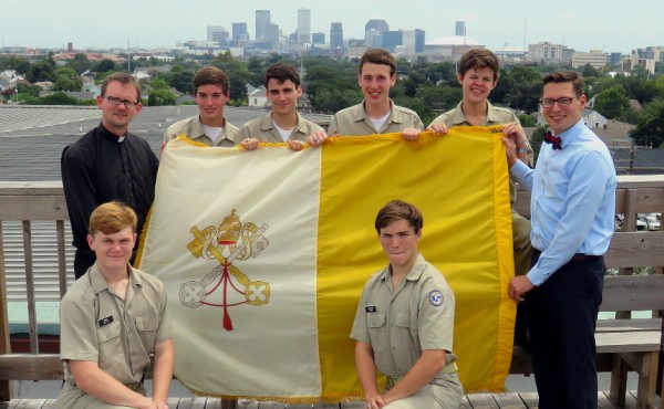 The Jesuit High School delegation gets ready to go see Pope Francis in Philadelphia.
