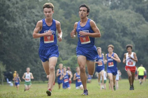 Junior Reed Meric (right) was first across the line at the Country Day Cajun Classic, finishing the three-mile course in 16:13. Senior Carlos Zervigon (left) finished second.