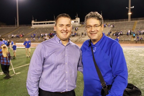 Jesuit's broadcast team of Danny Riehm '00 and Nick Nolfe are ready to call the plays when the Blue Jays play Shaw on Saturday at 6 p.m.