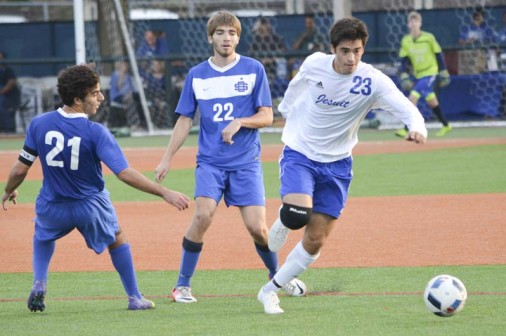 Senior captain Chase Rushing, pictured here in a file photo, scored both of Jesuit's goals in a 2-1 overtime victory over Destrehan on Tuesday, Dec. 29.