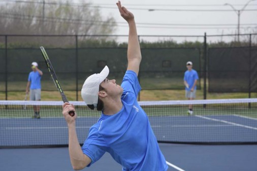 Senior Brandon Beck won singles and doubles matches to lead the Jays to a 5-4 win over Pensacola Catholic on Saturday, Feb. 20.