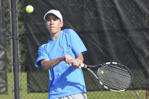 Sophomore Christian Lacoste picked up an 8-1 win on Line 2 singles in Jesuit's 7-0 dual meet win over Rummel on Thursday, March 17.