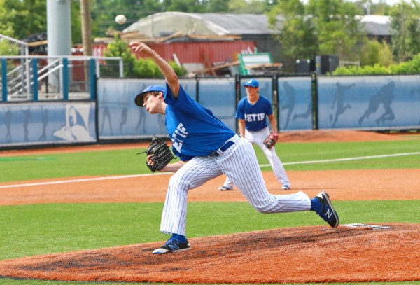 Collin Kulivan pitched two hitless shutout innings against Lakeshore in the second game of a double-header last Saturday.