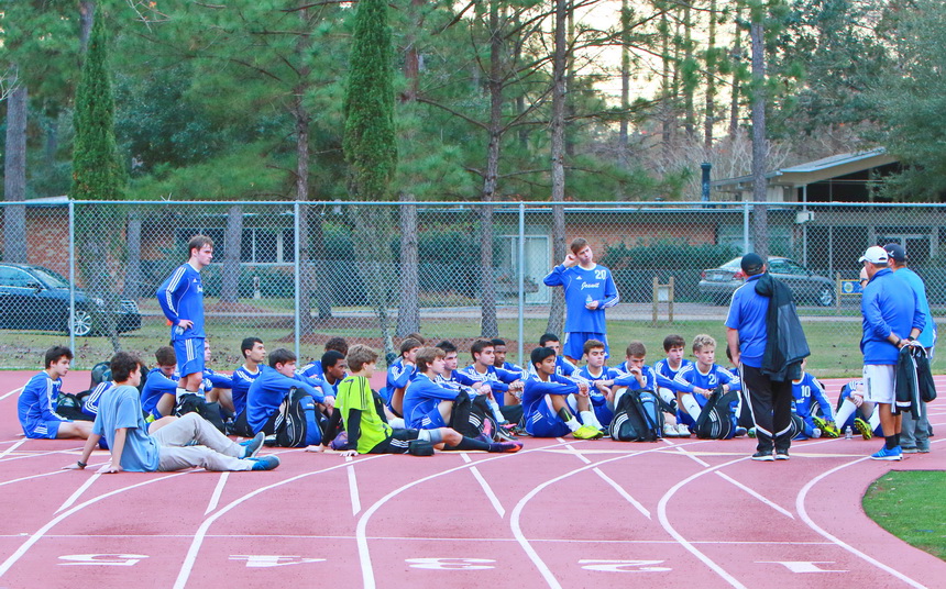 After a lackluster game against crosstown rival Brother Martin, the Blue Jays listen to an earful from their coaches.