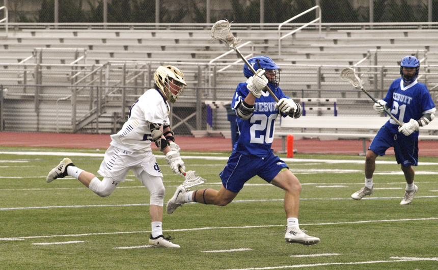 Senior Parker Simoneaux (20) led the Jays on the weekend with four goals in the two games in Memphis.