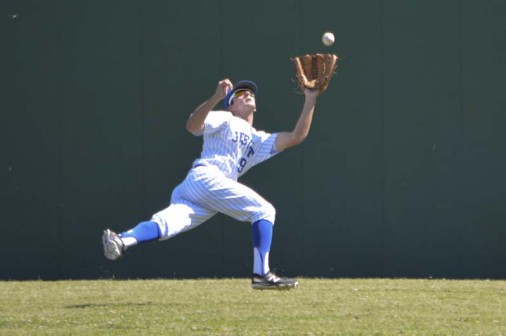 Outfielder Bryce Musso almost makes a sensational play on this fly ball.