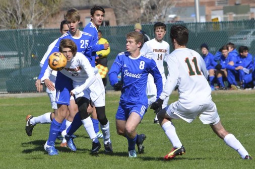 Junior Ashton Perkins scored two goals and assisted on two others in Jesuit's 4-0 win over Ben Franklin on Jan. 3.