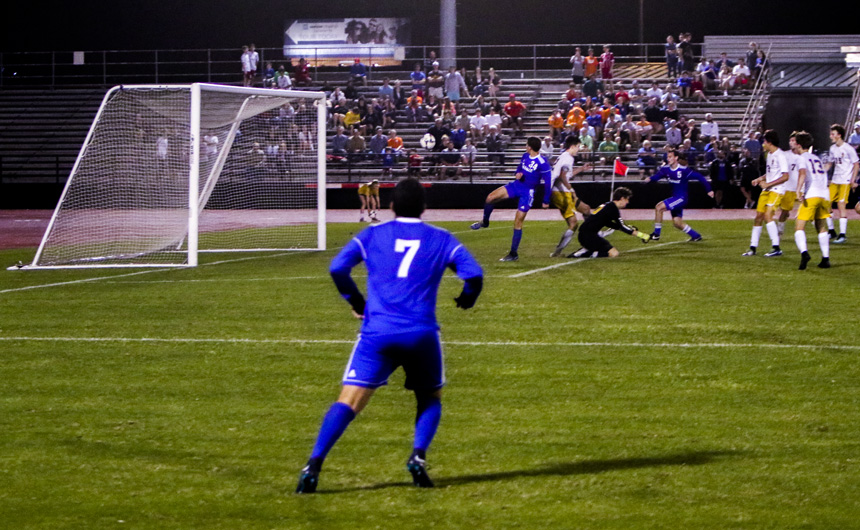 Chris Tadros watches as sophomore Gabe Gordon volleys the free kick into the net to win the 2018 LHSAA state finals in the second period of golden goal.