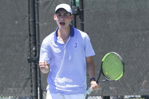 Jojo Sandoz is pumped up during his singles final.