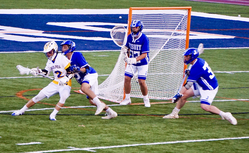 Senior goalie Charles Hamilton directs his defense to stop the ball in the state semifinal game, played in Lafayette, La.