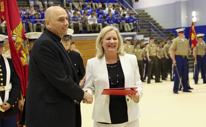 Kathleen Juhas Honored at MCJROTC’s 31st Annual Parade and Review