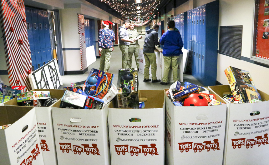MCJROTC & Fellow Blue Jays Donate Nearly 1,500 Toys for Tots