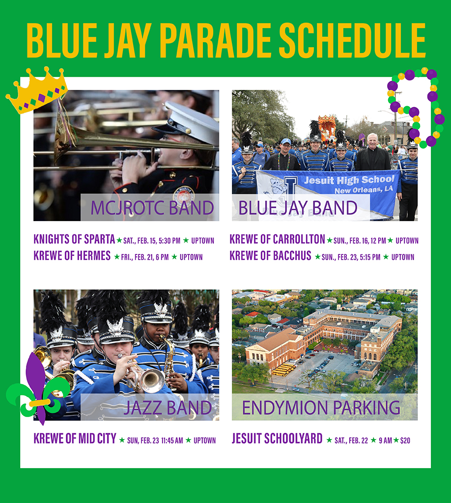 Band, MCJROTC Parade Schedule + Endymion Parking Info Jesuit High